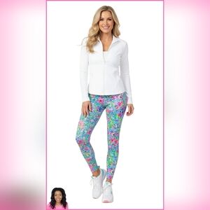Amalfi Blue Alligator Isle Lilly Pulitzer Luxletic High-Rise Floral Leggings